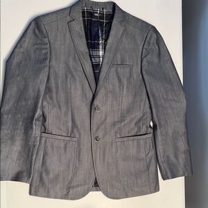 Lief Horsens Gray Modern Slim-Fit Blazer with Notched Lapel